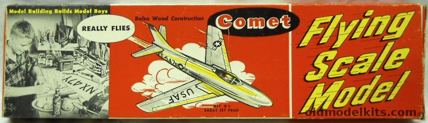 Comet F-86D Sabre Jet - 13.25 Inch Wingspan Flying Wooden Sabre Dog - Coke Bottle Box Issue, R5-59 plastic model kit